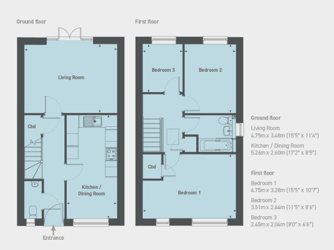 Floor plan 3 bedroom house - artist's impression subject to change